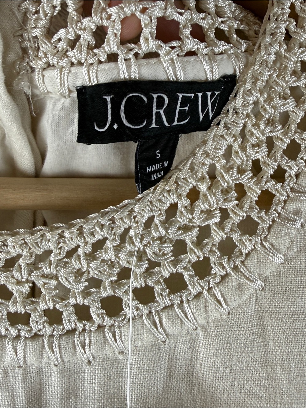 J. Crew Maxine Crochet Trim Shift Dress Linen Cream Size Small NWT - Picture 9 of 10
